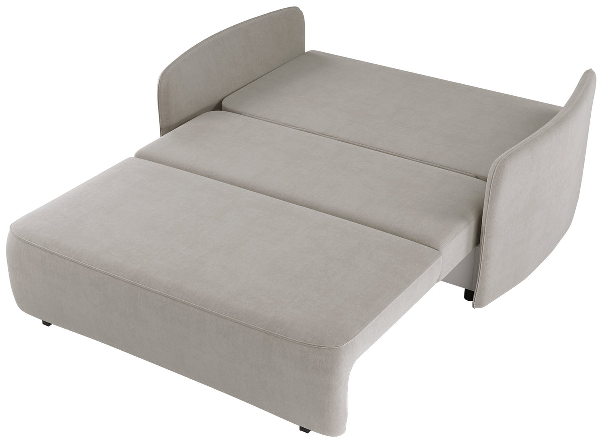 Ausziehbares Zweisitzer-Sofa Paxi 165 cm mit Stauraum, hellbeiger Chenille-Bezug