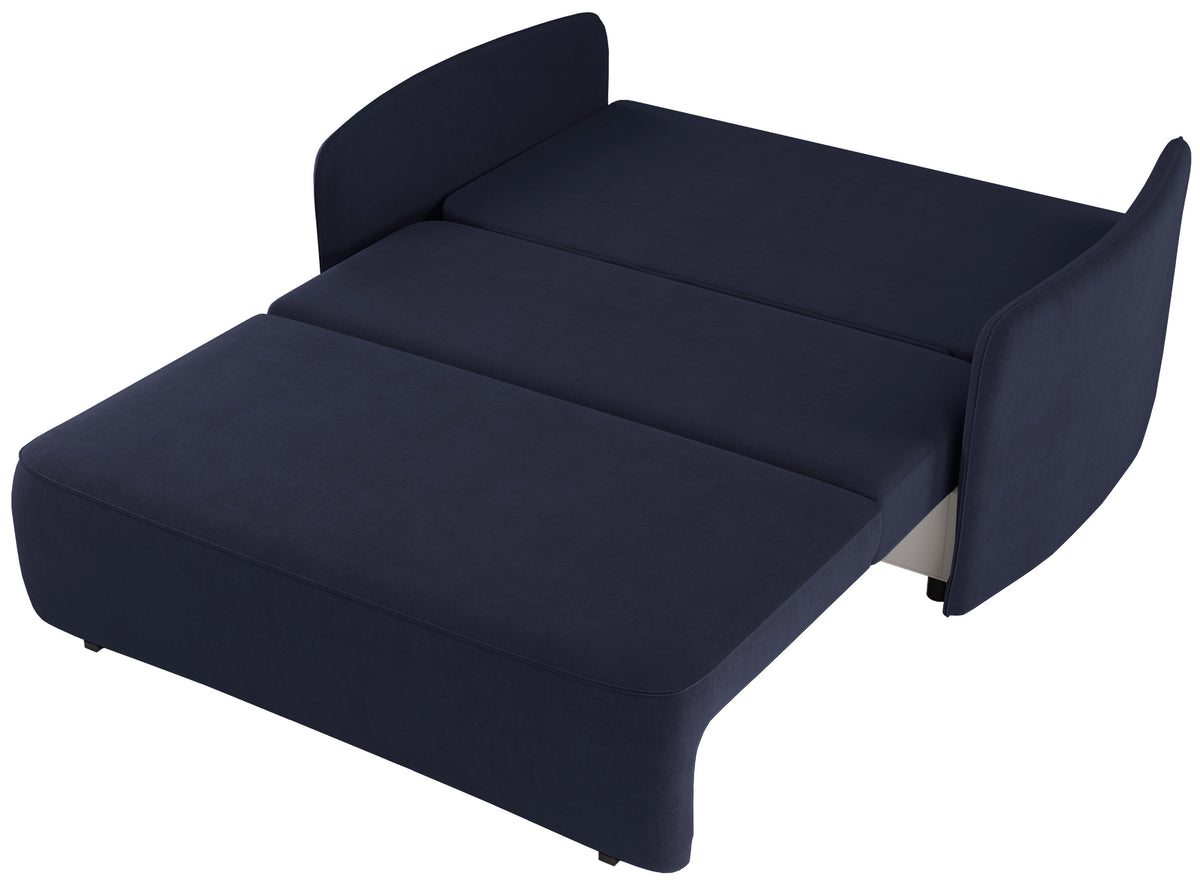Canapé-lit deux places Paxi 165 cm avec rangement en chenille bleu marine