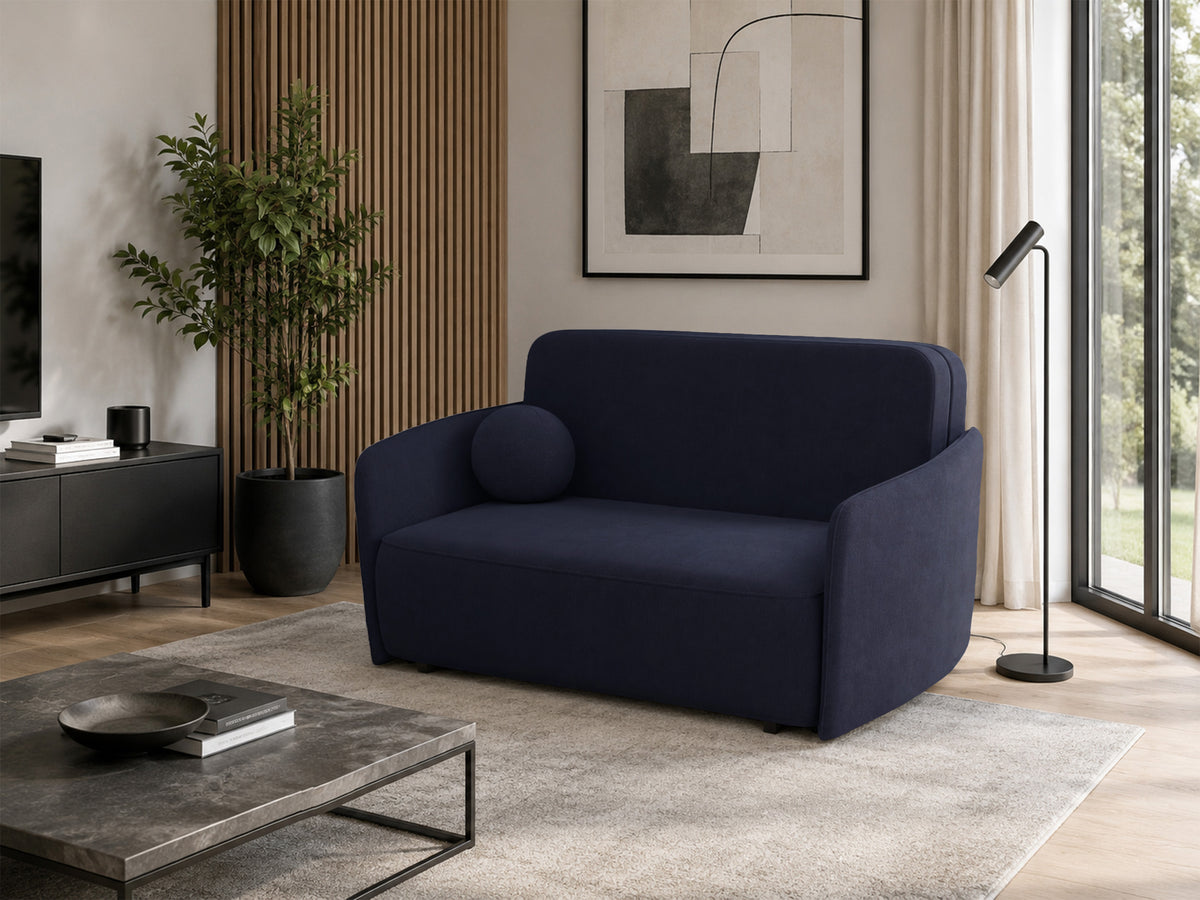 Canapé-lit deux places Paxi 165 cm avec rangement en chenille bleu marine