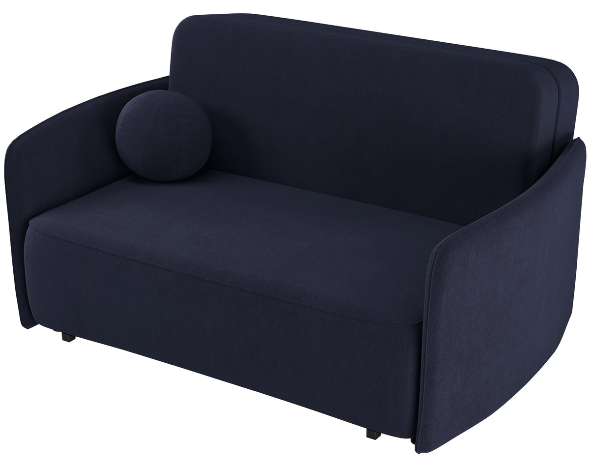 Canapé-lit deux places Paxi 165 cm avec rangement en chenille bleu marine