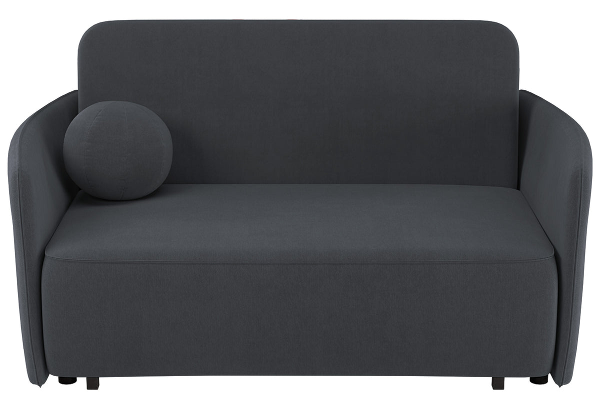 Zweisitziges Schlafsofa Paxi 165 cm mit Stauraum, dunkelgrauer Chenillebezug