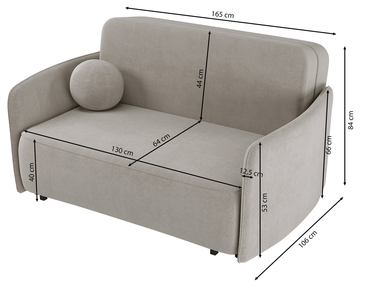 Ausziehbares Zweisitzer-Sofa Paxi 165 cm mit Stauraum, hellbeiger Chenille-Bezug