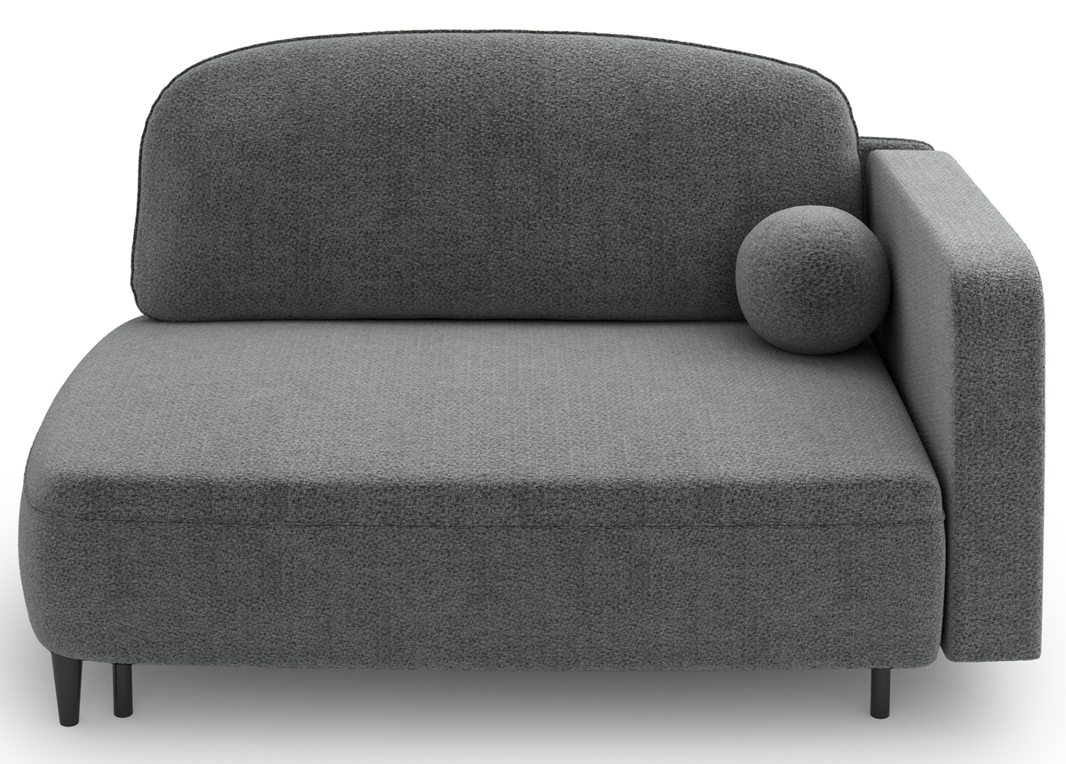Banquette convertible Pinkio gauche avec rangement en chenille grise