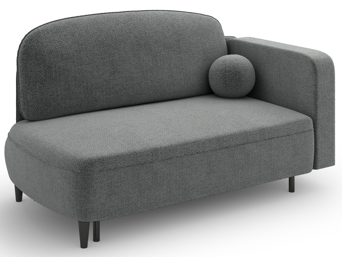 Banquette convertible Pinkio gauche avec rangement en chenille grise