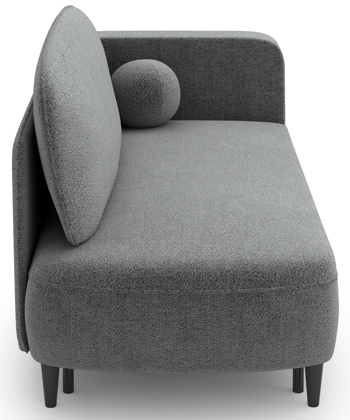 Banquette convertible Pinkio gauche avec rangement en chenille grise