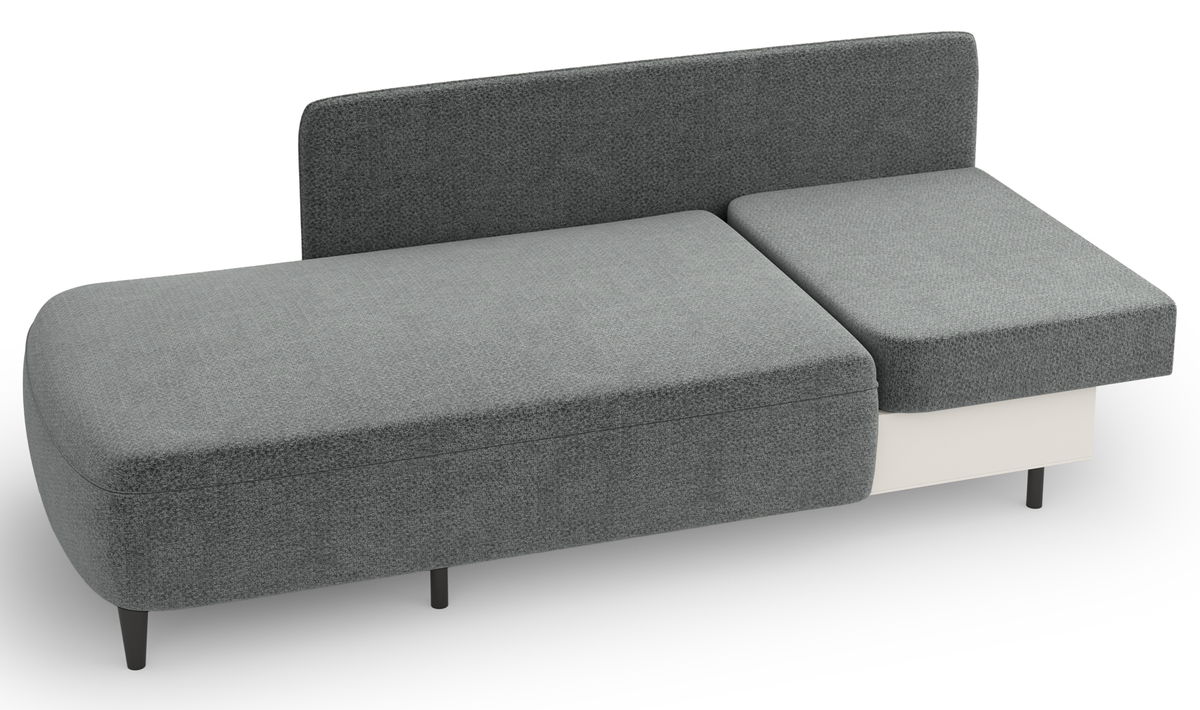 Banquette convertible Pinkio gauche avec rangement en chenille grise