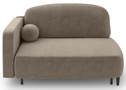 Chaise longue dépliable Pinkio droite avec rangement en chenille beige foncé