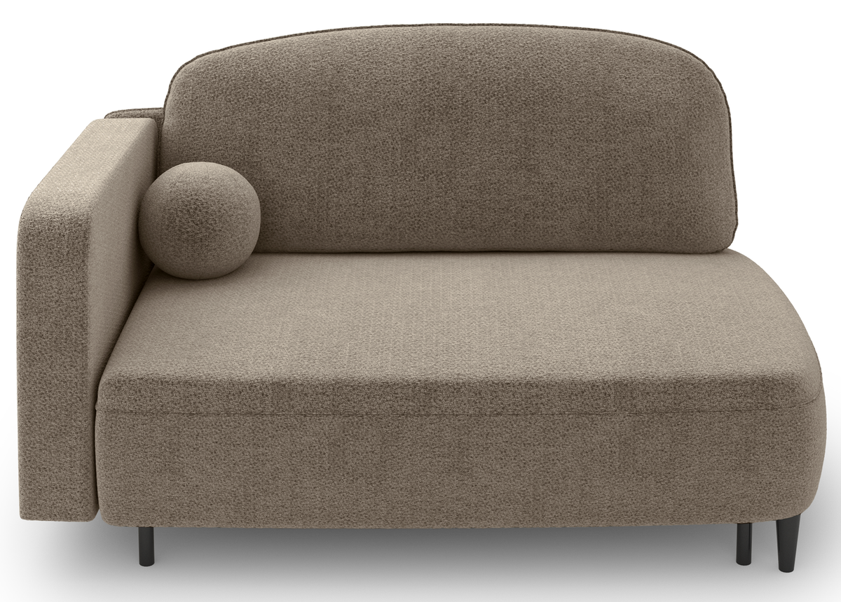 Chaise longue dépliable Pinkio droite avec rangement en chenille beige foncé