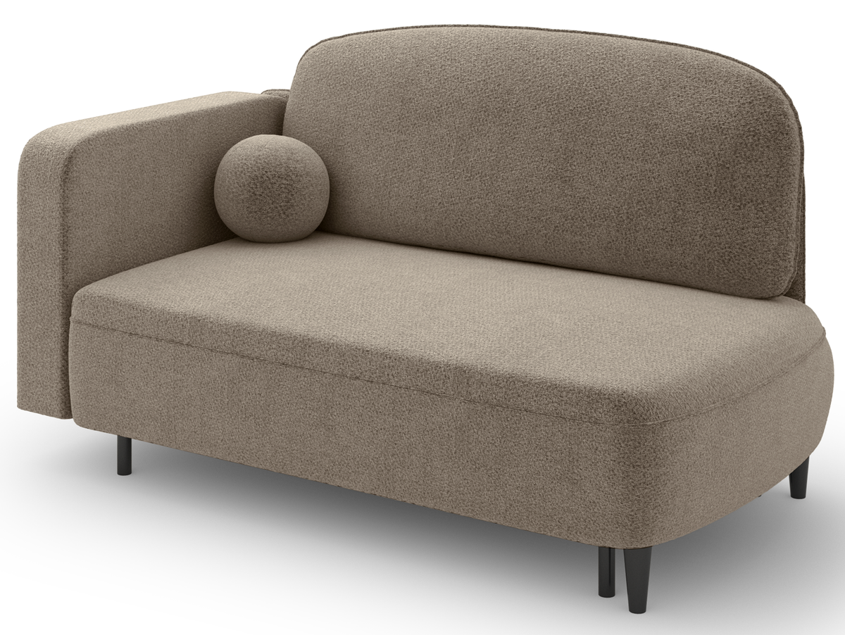 Chaise longue dépliable Pinkio droite avec rangement en chenille beige foncé