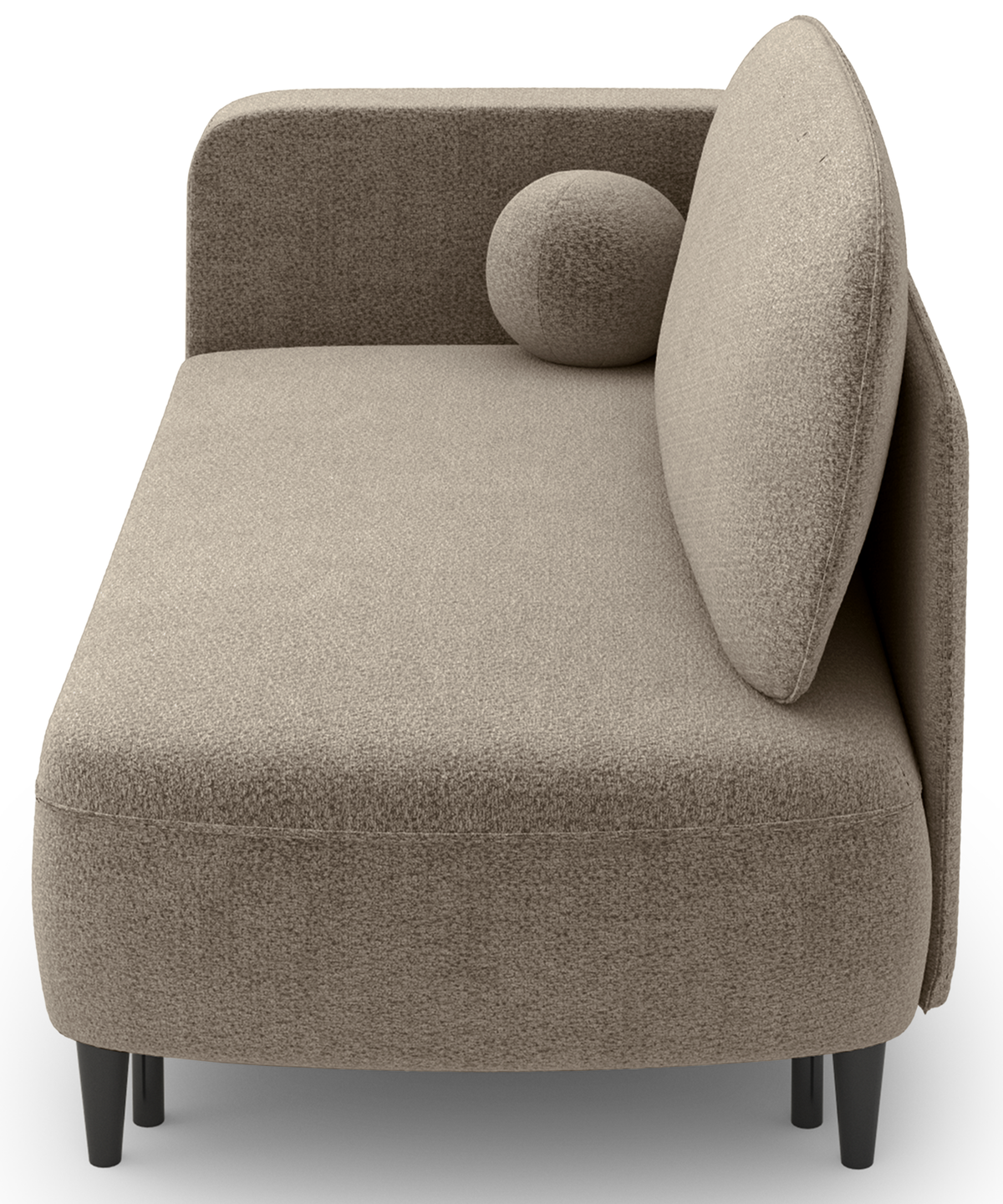 Chaise longue dépliable Pinkio droite avec rangement en chenille beige foncé