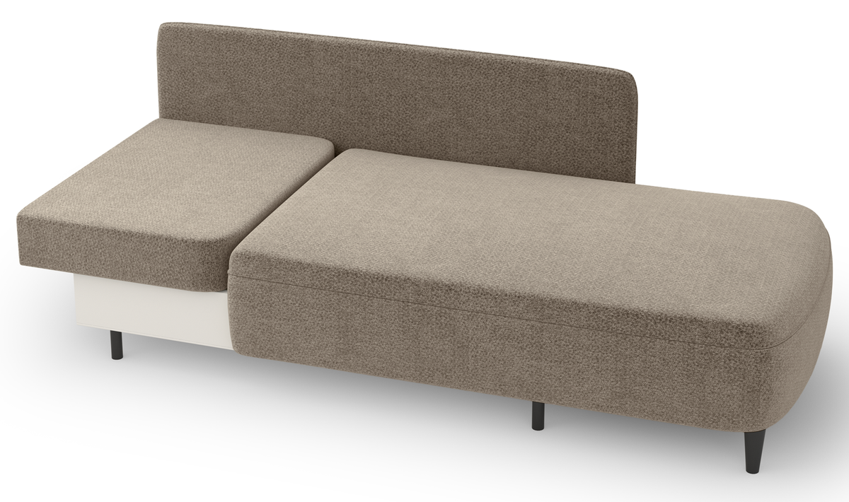 Chaise longue dépliable Pinkio droite avec rangement en chenille beige foncé