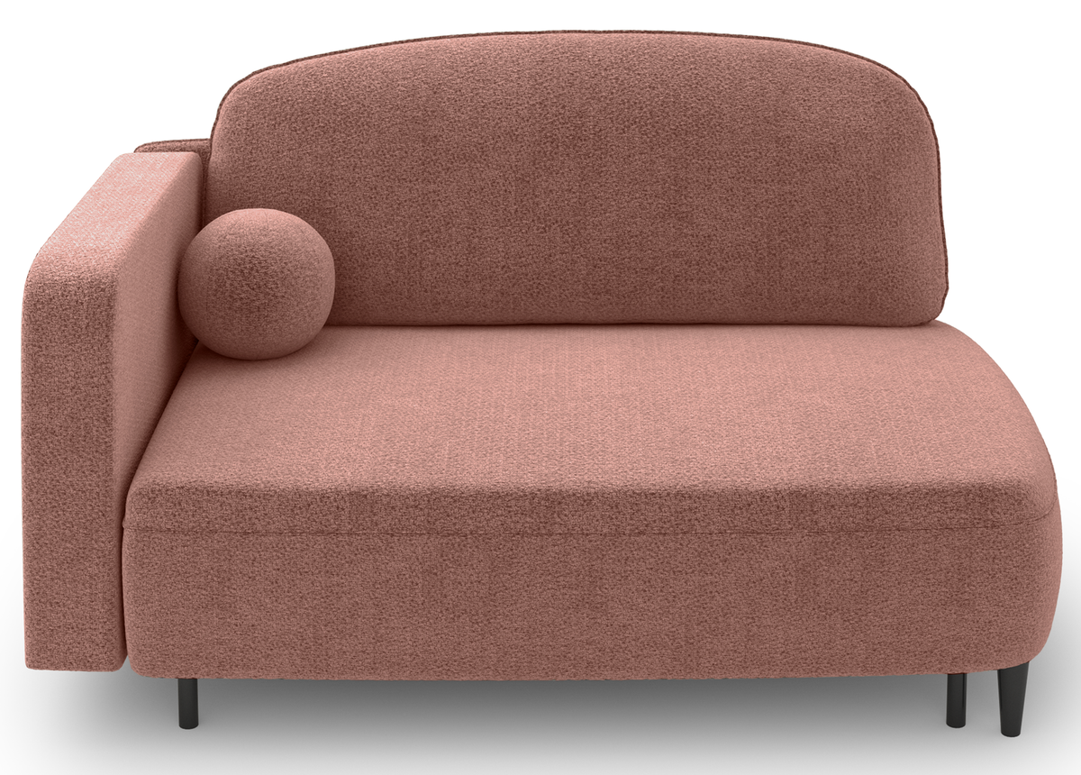 Chaise longue dépliable Pinkio droite avec rangement en chenille rose