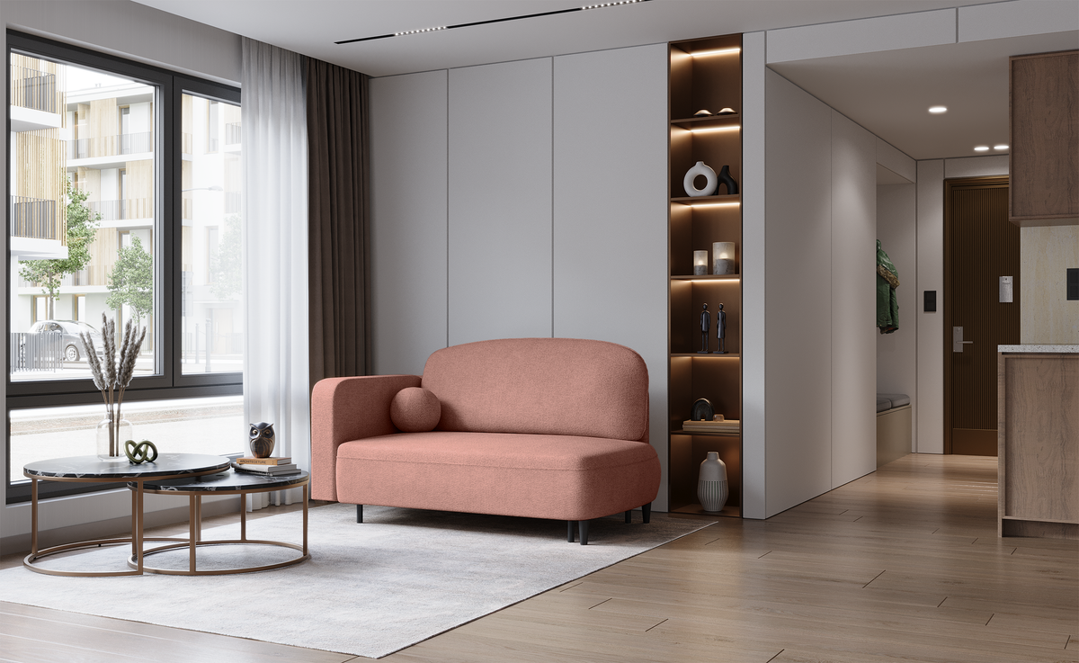 Chaise longue dépliable Pinkio droite avec rangement en chenille rose