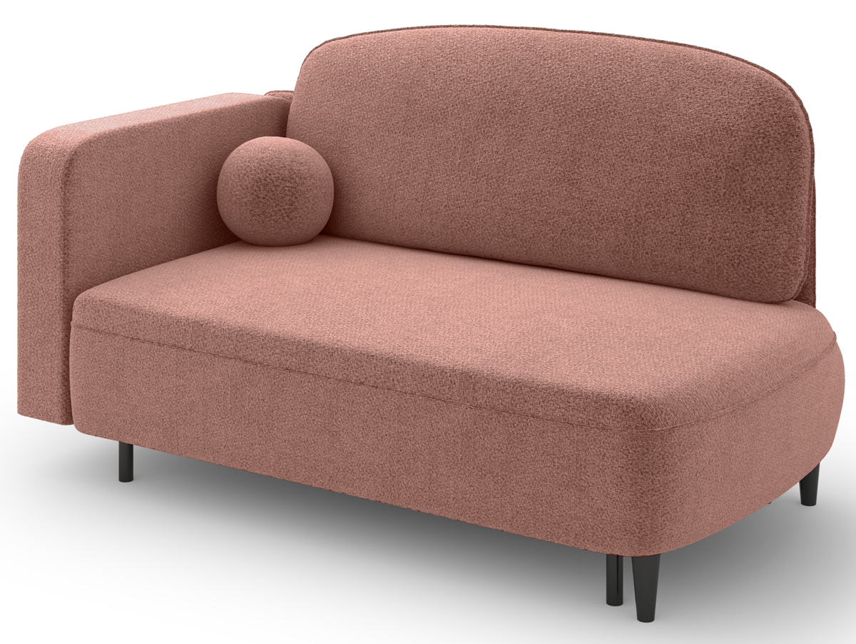 Chaise longue dépliable Pinkio droite avec rangement en chenille rose