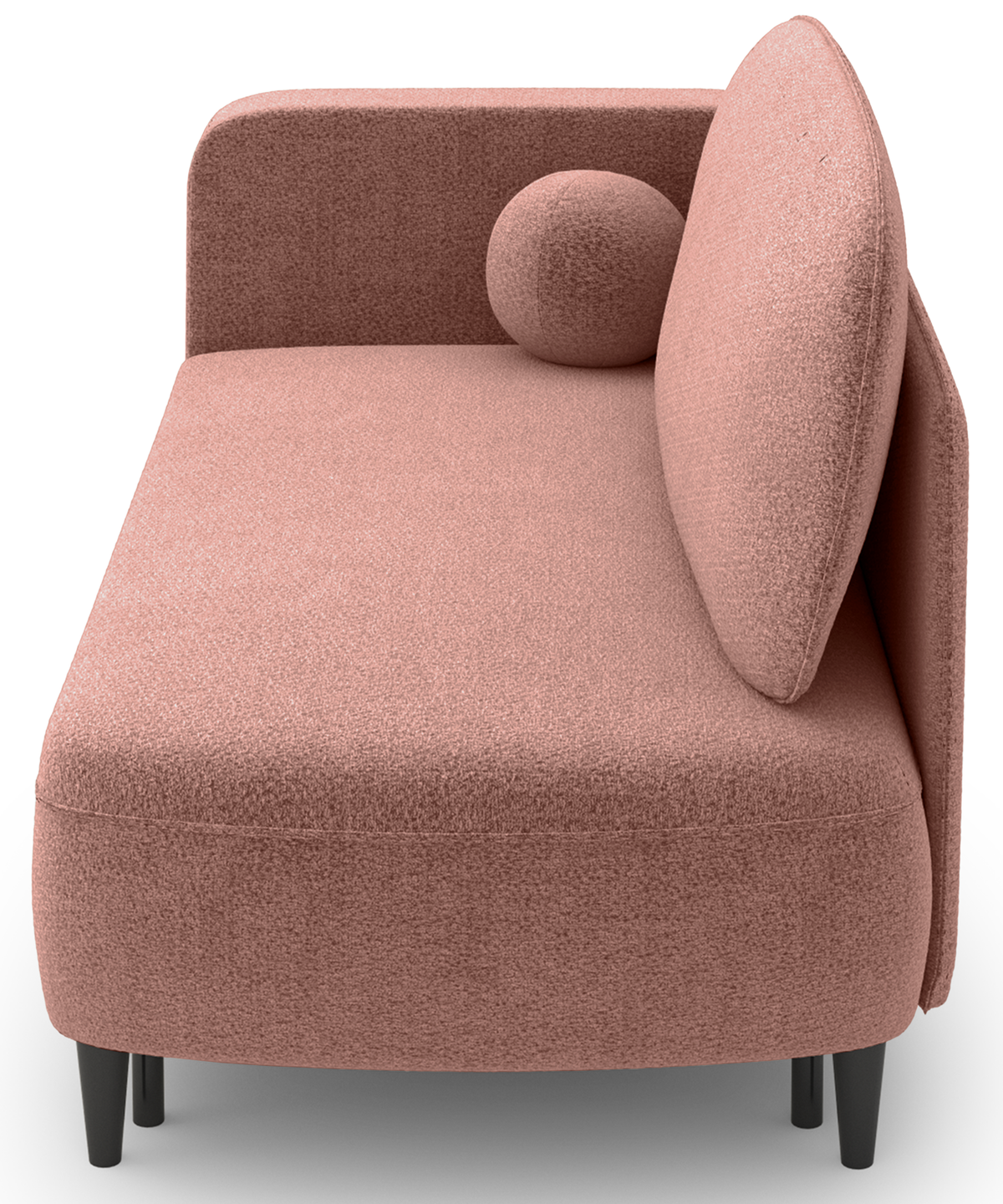 Chaise longue dépliable Pinkio droite avec rangement en chenille rose