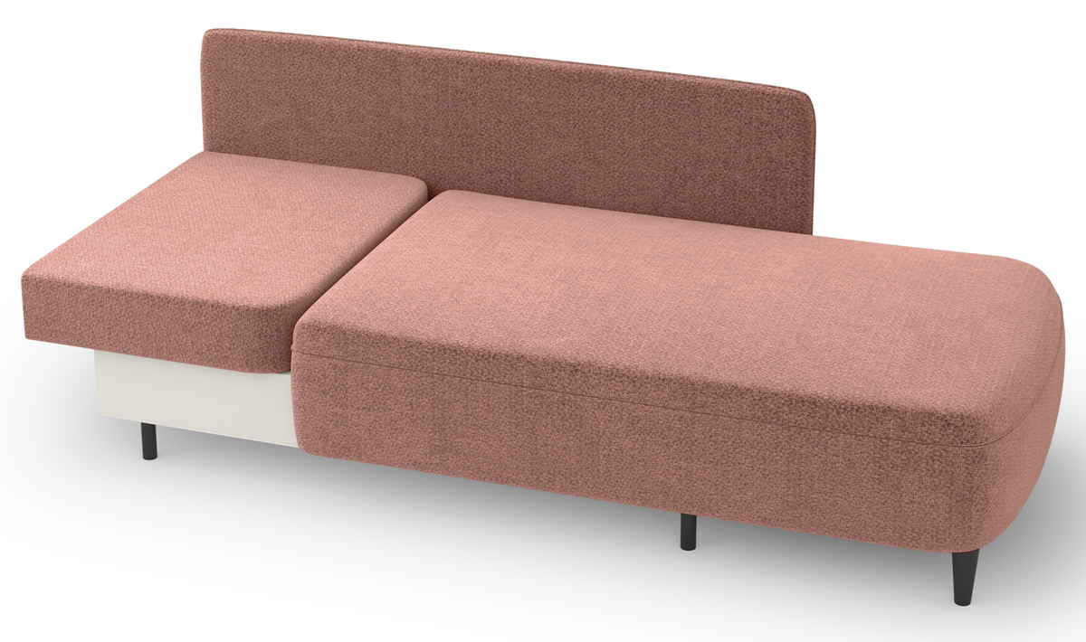 Chaise longue dépliable Pinkio droite avec rangement en chenille rose