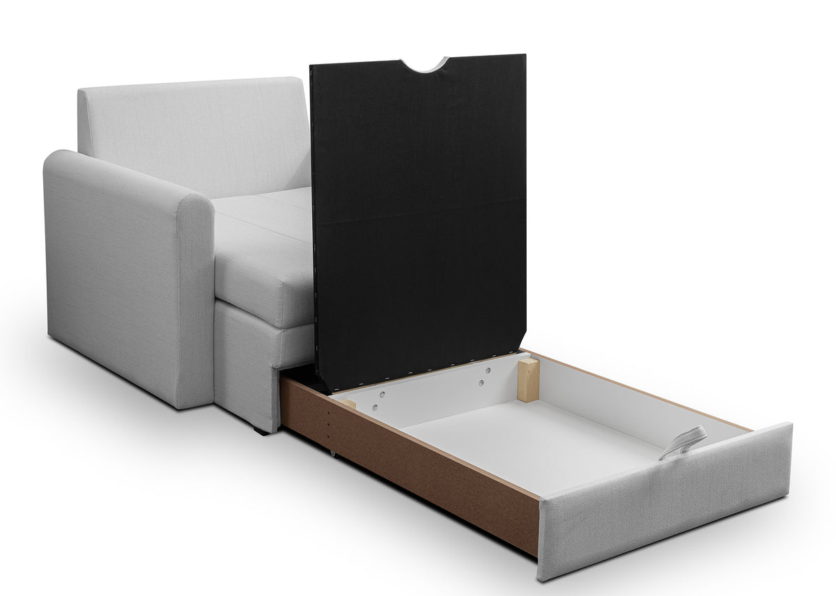 Fauteuil convertible Dejano gris clair en rotin tressé