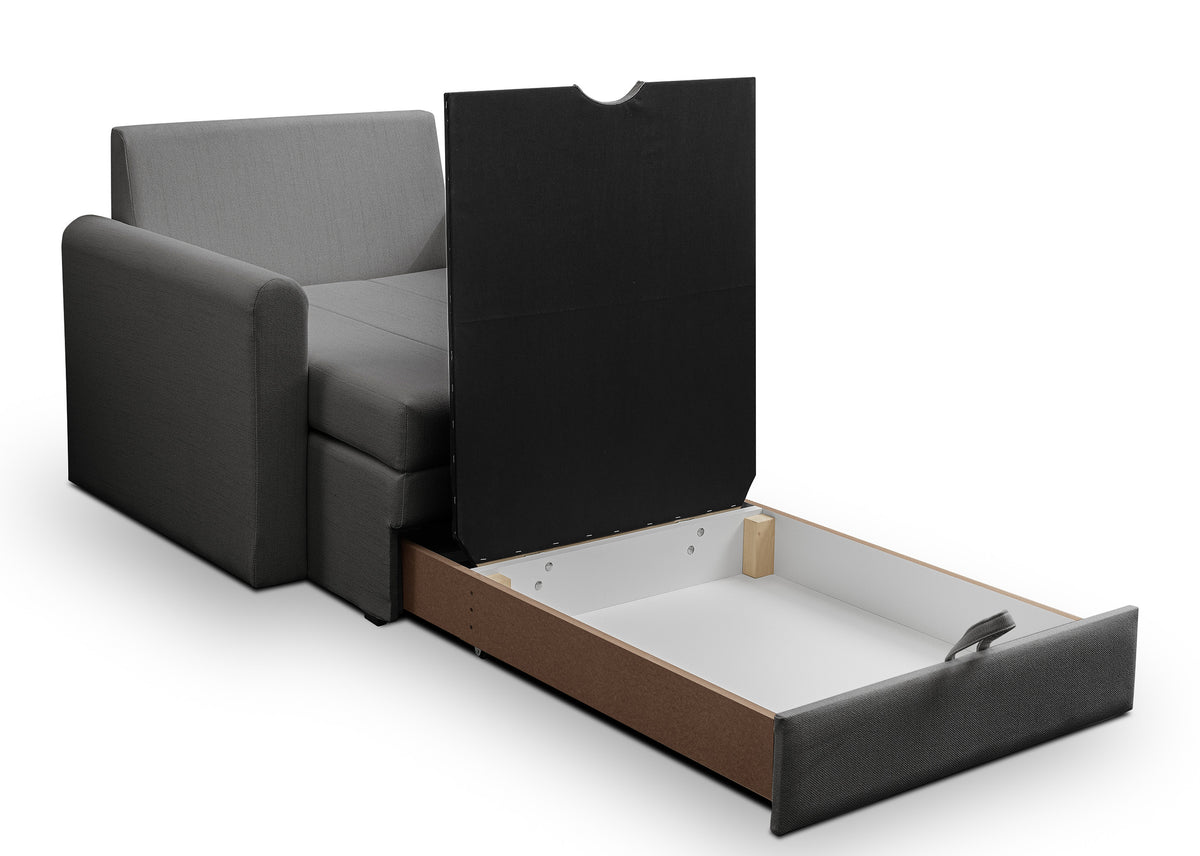 Fauteuil convertible Dejano gris foncé tressé