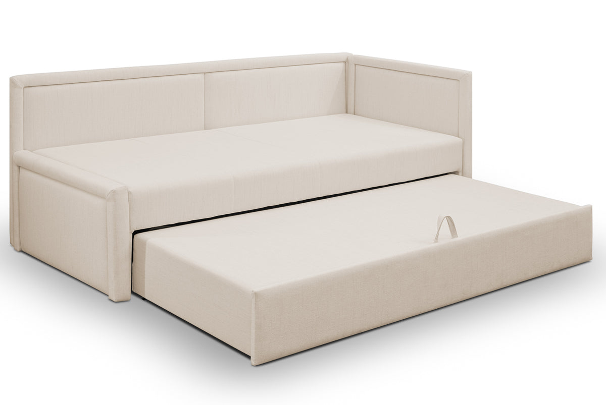 Lit gigogne double Caprili en rotin clair beige universel
