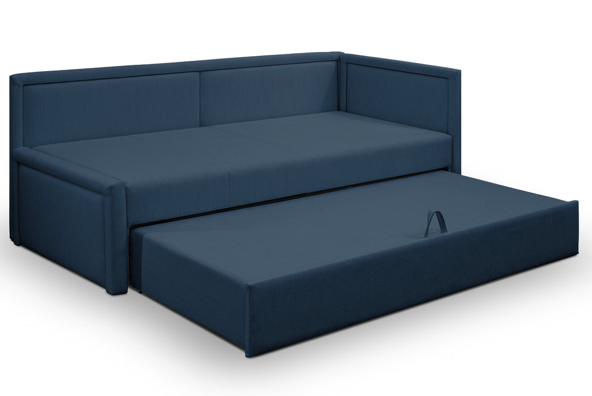 Lit gigogne double Caprili bleu marine tressé universel