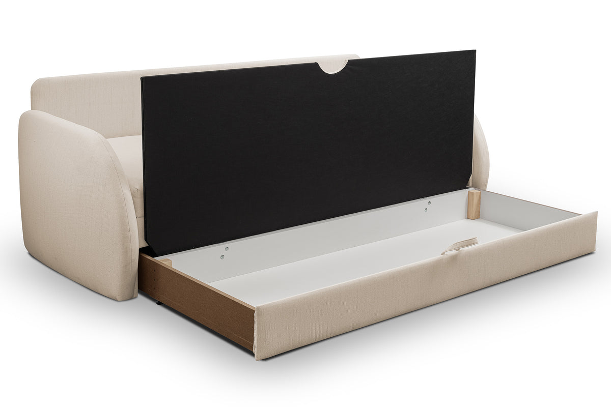 Canapé convertible trois places Diego en rotin clair beige