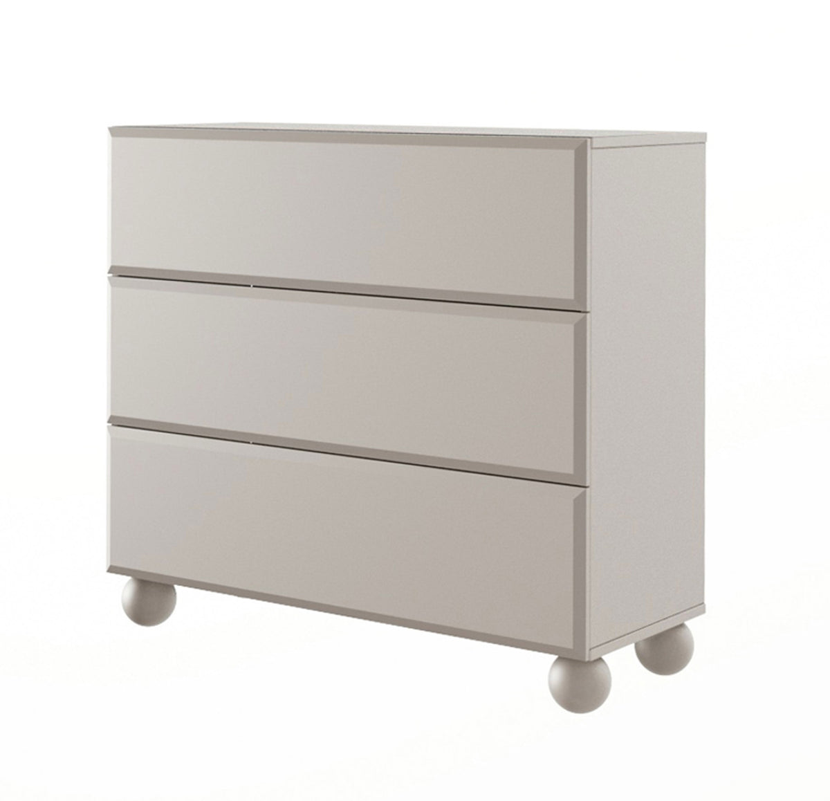 Kommode Chocolated mit drei Schubladen, 100 cm, auf Kugelbeinen, sandbeige
