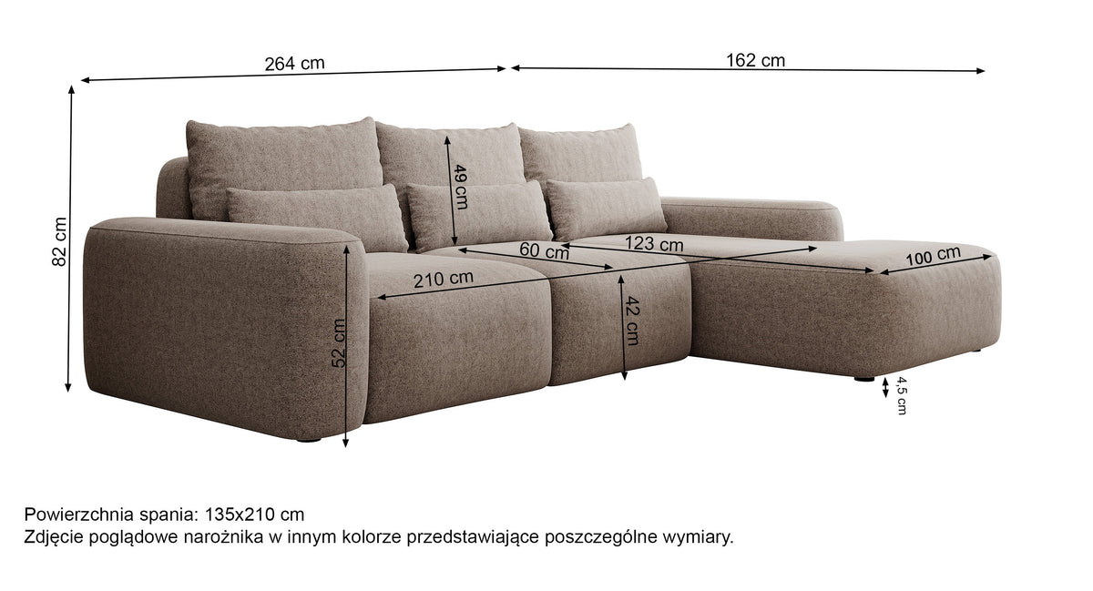 Ecksofa mit Schlaffunktion Carnos, L-förmig, mit zusätzlichen Lendenkissen, schwarzer hydrophober Chenille, rechtsseitig