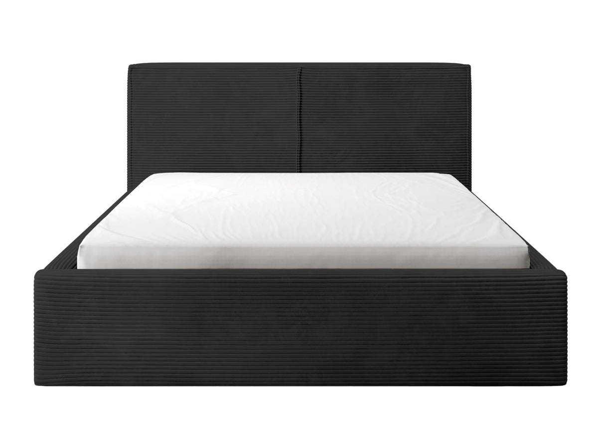 Polsterbett 140x200 cm Farese mit Stauraum und Gasdruckfeder, schwarz Cord