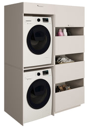 Ensemble de meubles de salle de bain Holv avec armoire double compartiment au-dessus du lave-linge 135 cm cachemire
