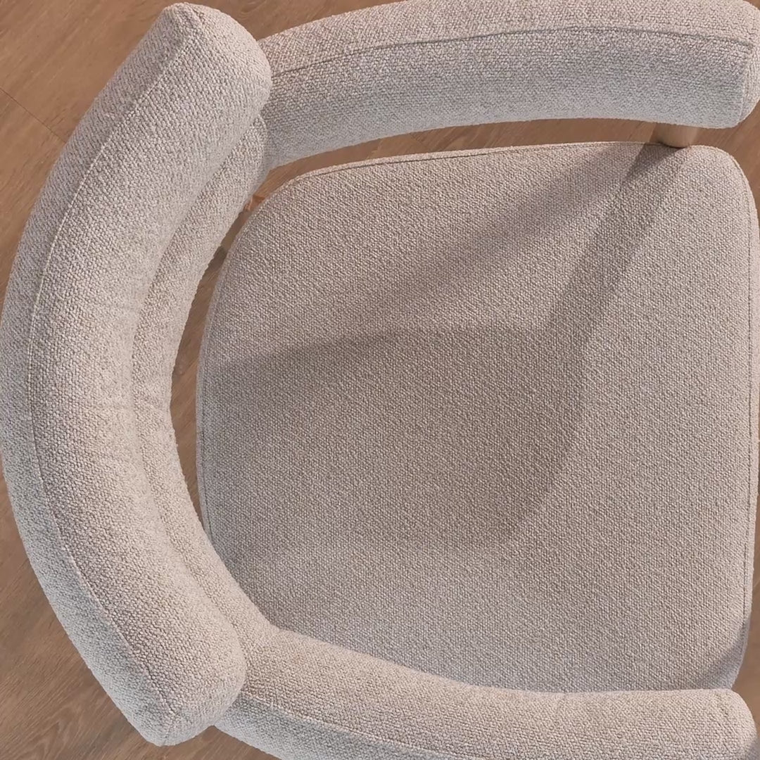 Video laden: Bezogenes Esszimmerstuhl Pragess in Beige Bouclé/Natur Eiche