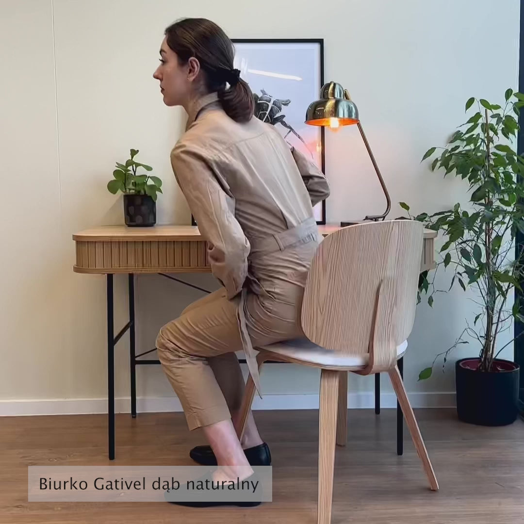 Charger la vidéo : Bureau Gativel 120x60 cm lattes chêne brûlé