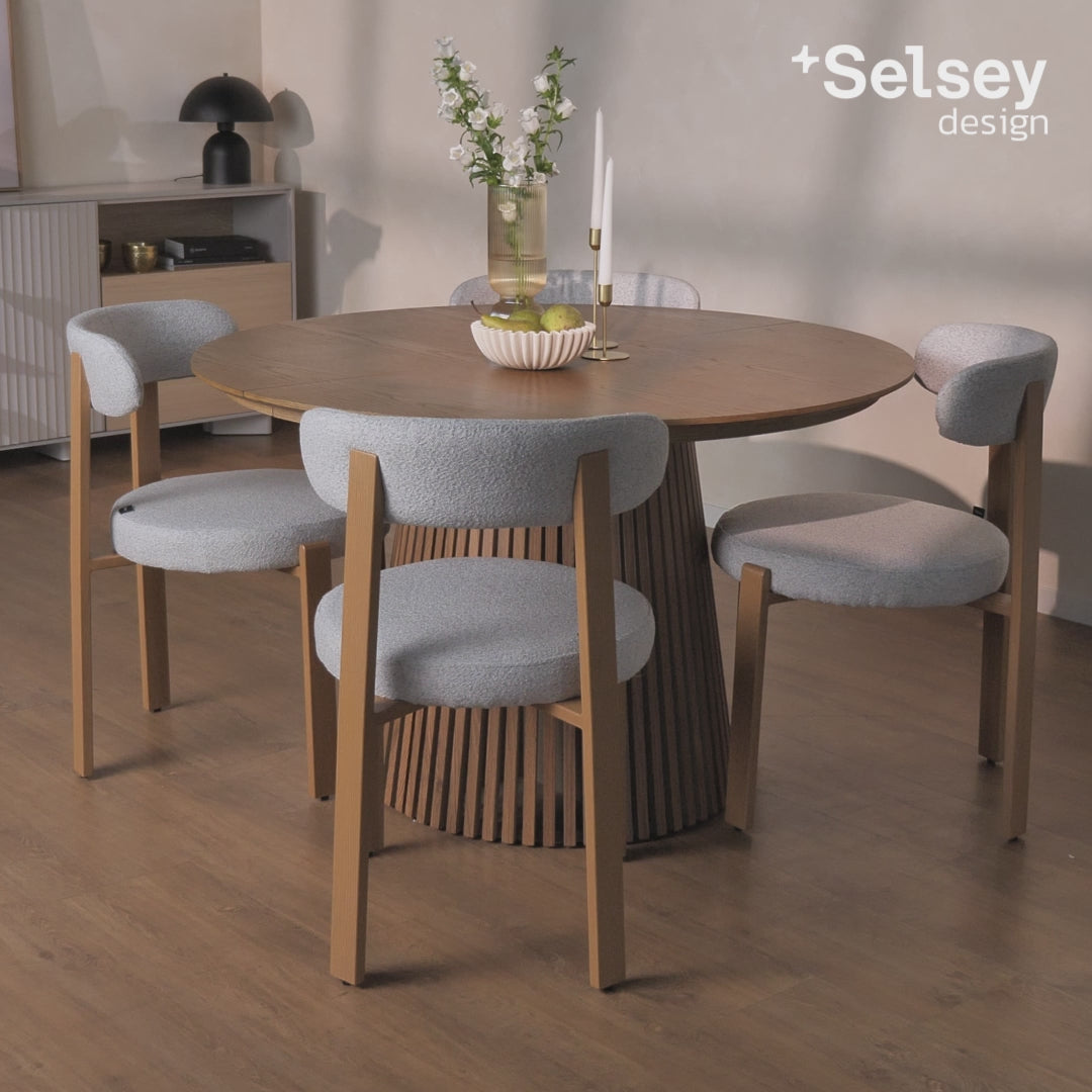 Charger la vidéo : Table extensible Formisty 120-200x120 cm lames chêne naturel