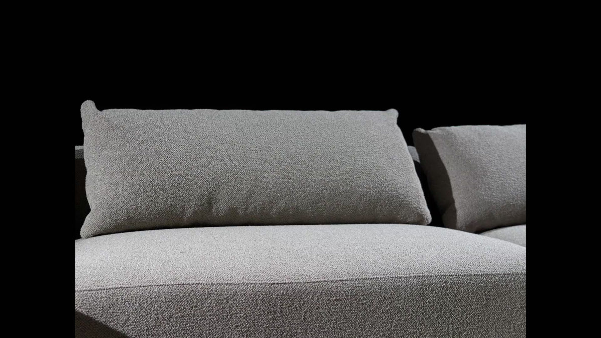 Video laden: Modulares Ecksofa Lanomi L-förmig, linksseitig, grau-beiges Bouclé