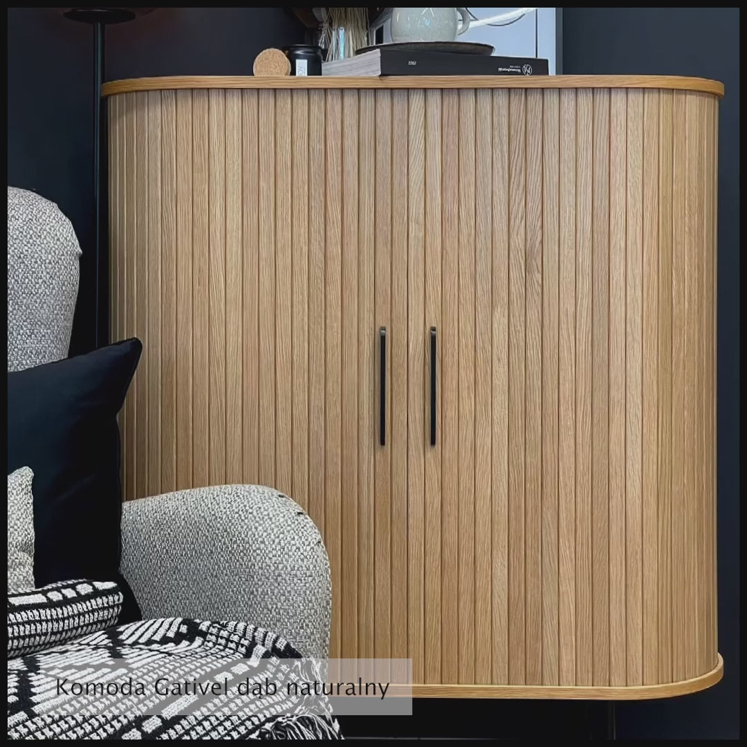 Charger la vidéo : Commode Gativel lamelles chêne noir