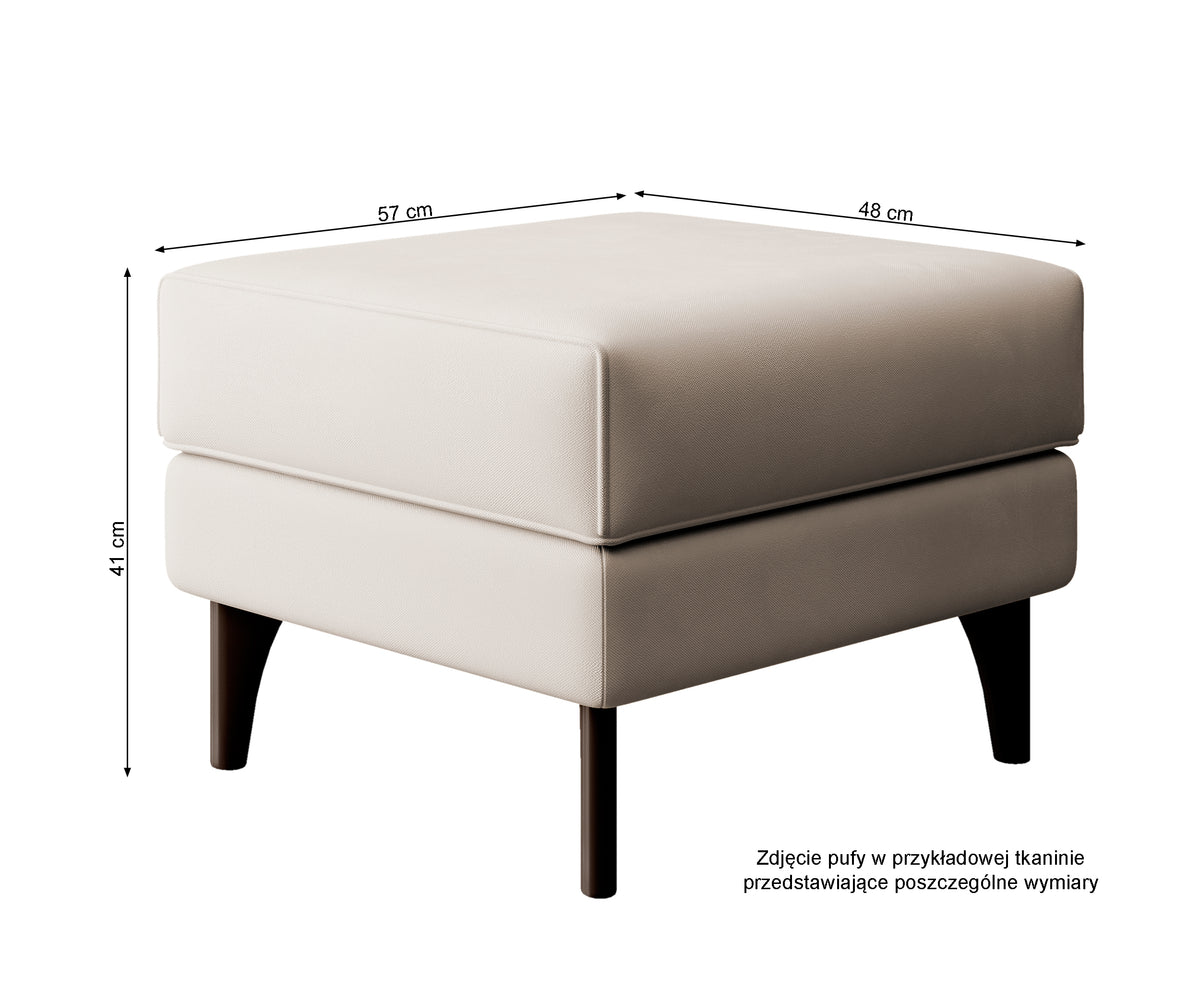 Repose-pieds oreilles Calmino beige bouclé pieds wengé