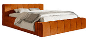Gepolstertes Bett Puffly 160x200 cm mit Stauraum, Metallrahmen, kupferfarbener Samt