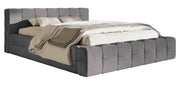 Gepolstertes Bett Puffly 160x200 cm mit Stauraum, Metallrahmen, grauer Samt
