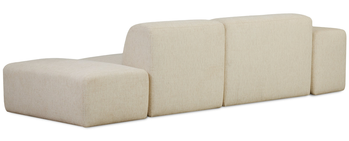 Modulare Eckcouch Pyllomi L-förmig mit Hocker, hellbeige Geflecht