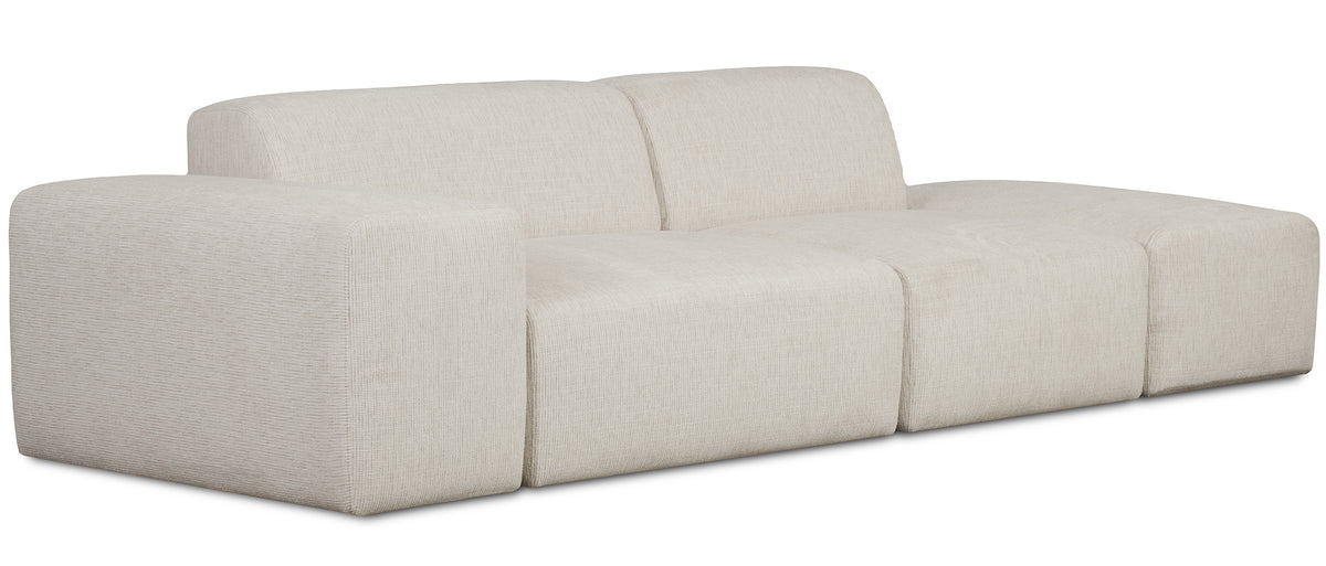 Modulares Sofa Pyllomi mit Hocker, cremefarbenes Geflecht