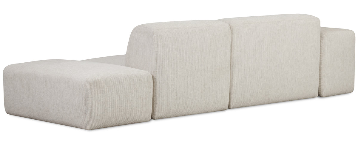 Modulares Sofa Pyllomi mit Hocker, cremefarbenes Geflecht