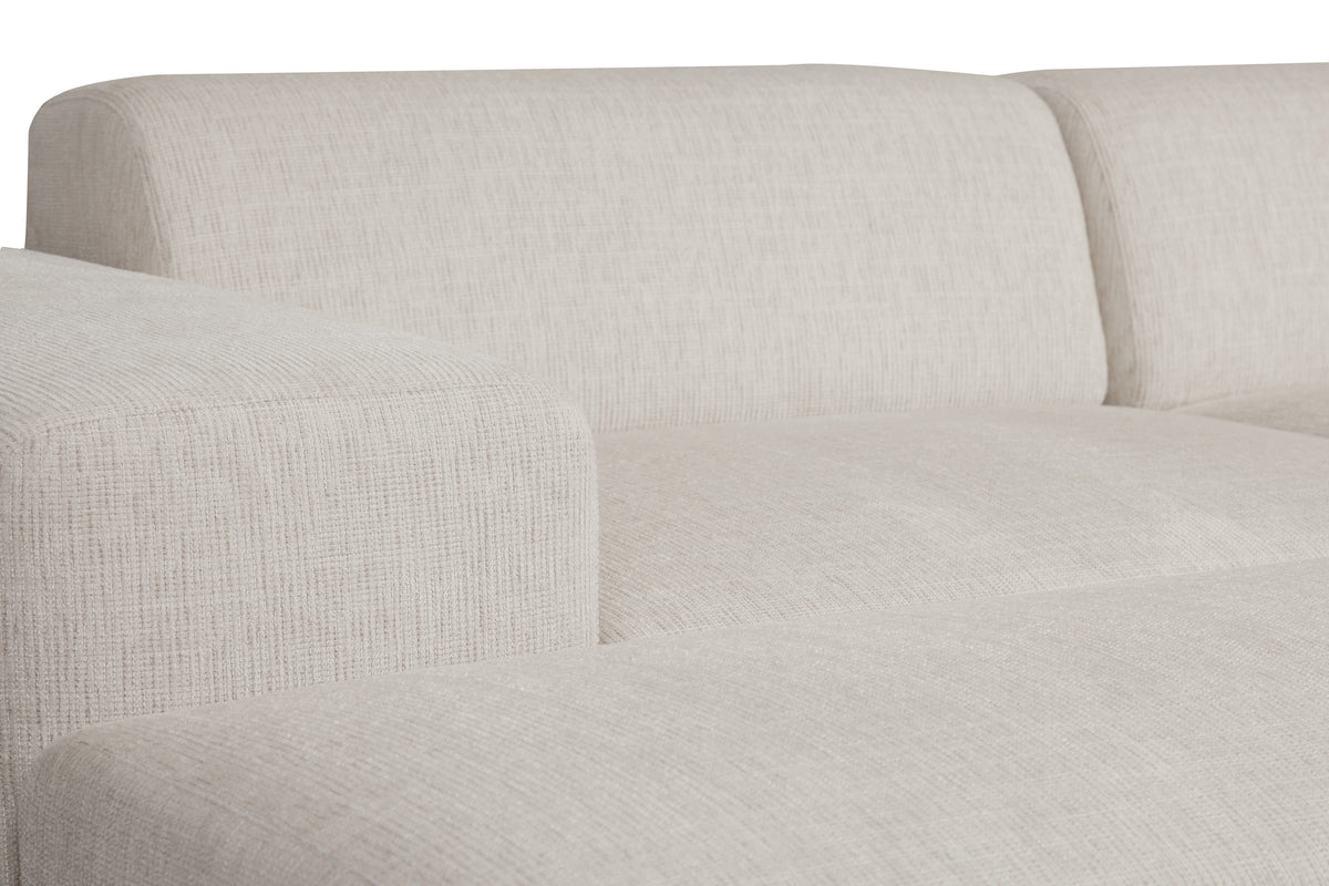 Modulares Sofa Pyllomi mit Hocker, cremefarbenes Geflecht