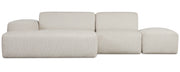 Canapé d'angle modulaire Pyllomi en L avec pouf, tressage crème