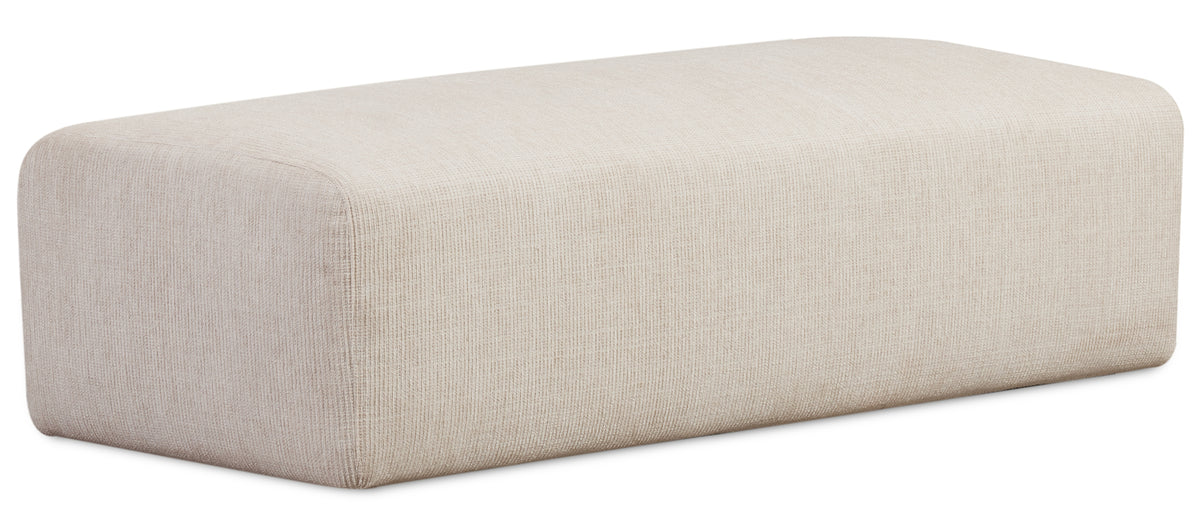 Modulares Sofa Pyllomi mit Hocker, warmbeige Flechtoptik