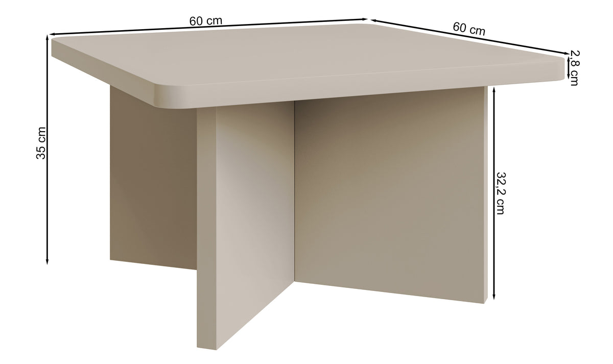 Table basse carrée Qubeo 60 cm cachemire