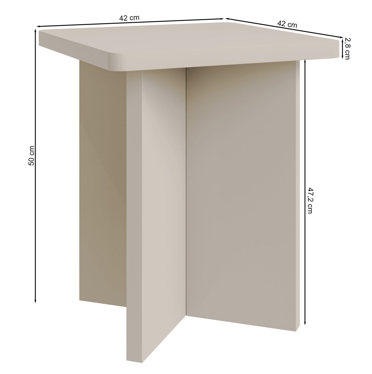 Quadratischer Couchtisch Qubeo 42 cm Kaschmir