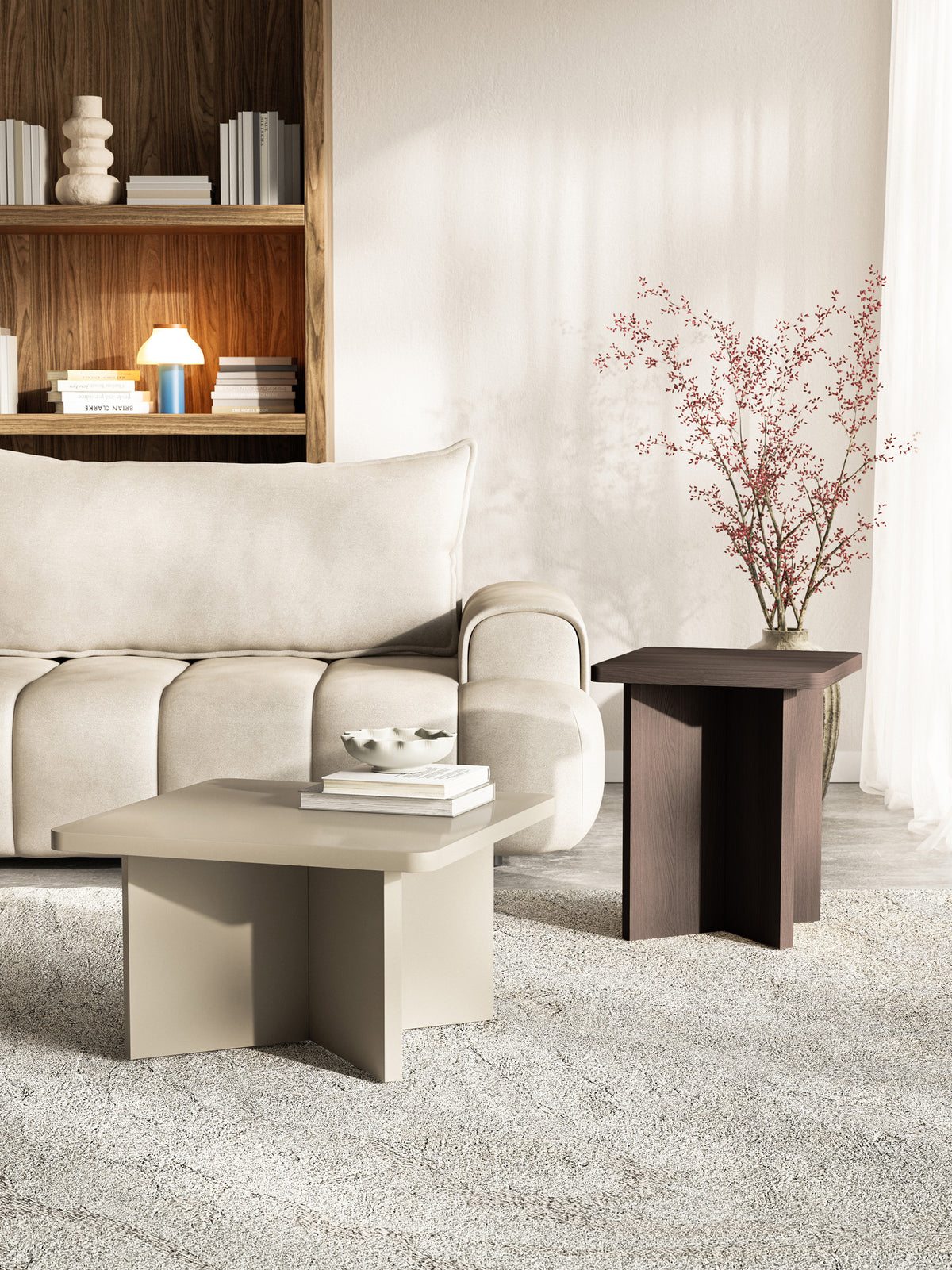 Table basse carrée Qubeo 60 cm cachemire
