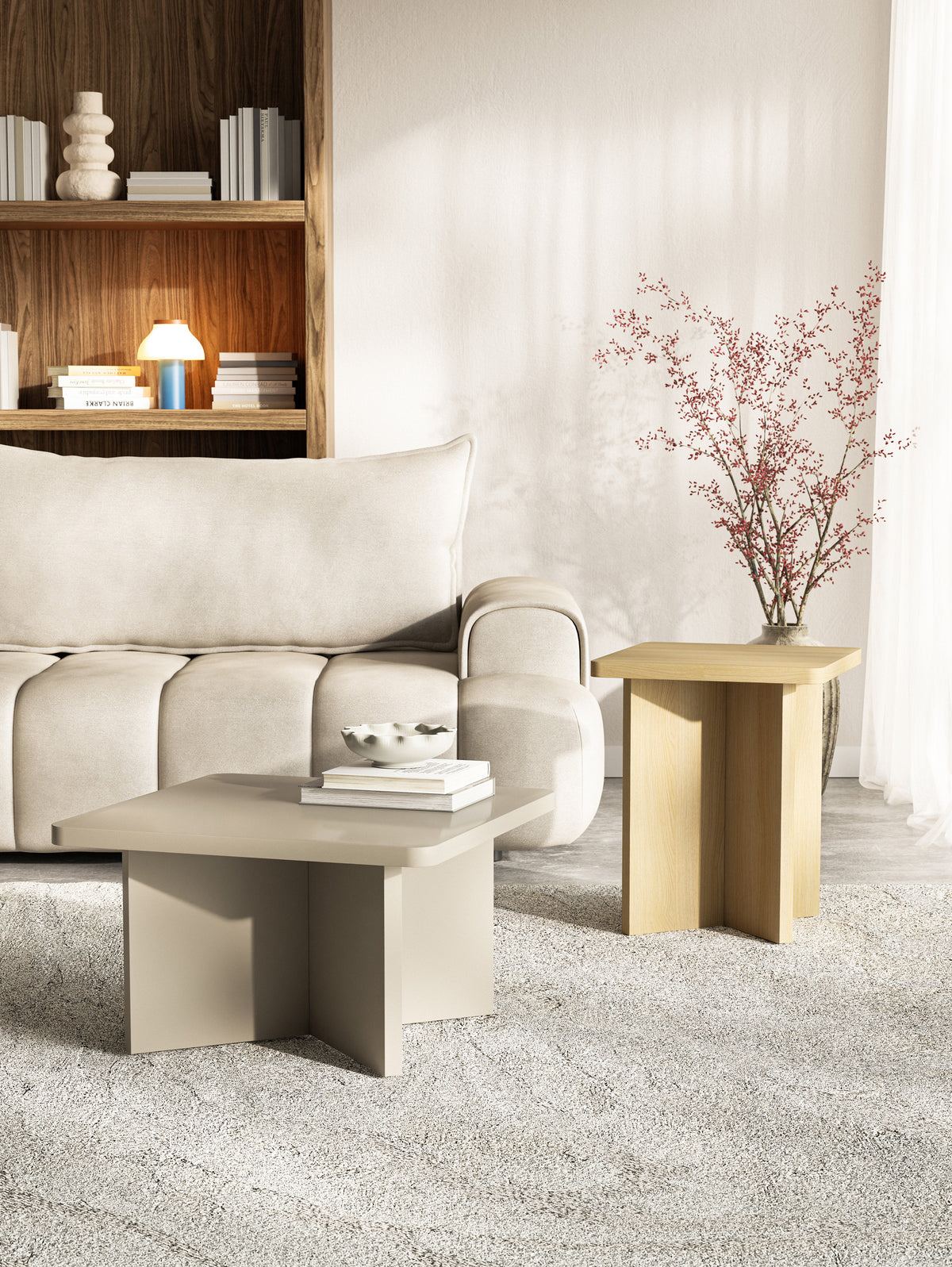 Table basse carrée Qubeo 60 cm cachemire