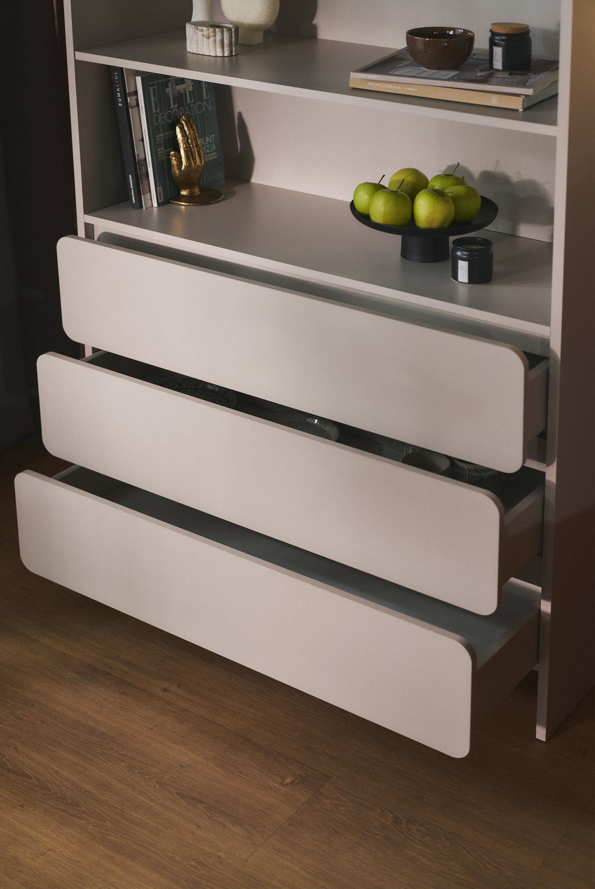 Étagère Lummo avec trois tiroirs 100 cm cachemire