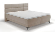 Lit continental 180x200 cm Rektango avec rangement et surmatelas velours beige