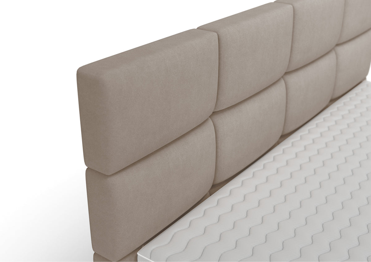 Lit continental 180x200 cm Rektango avec rangement et surmatelas velours beige